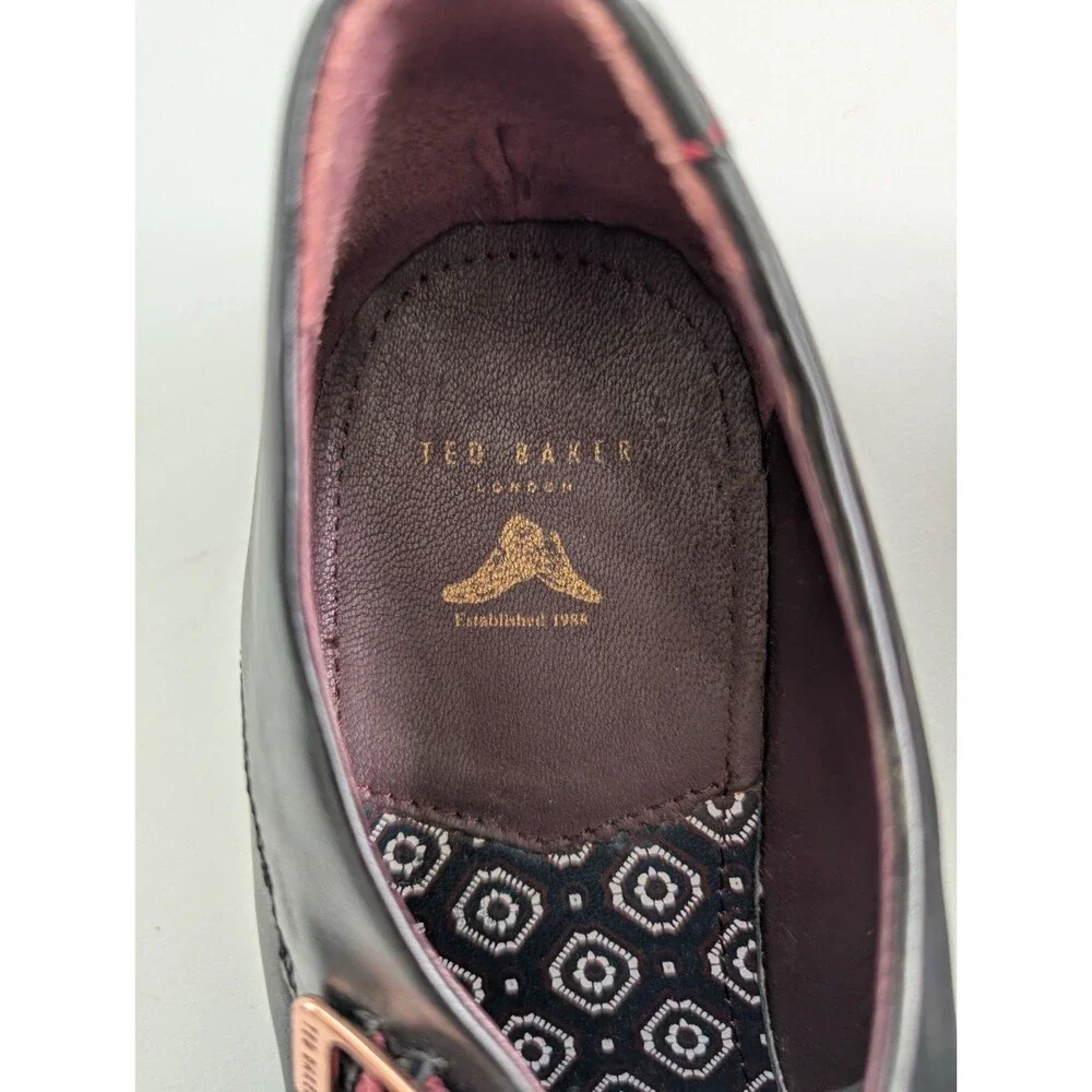 Ted Baker Kartor FD05836 Double Monk Strap Black Leather Shoes Mens US 10.5